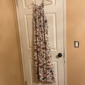 White floral print sleeveless maxi dress